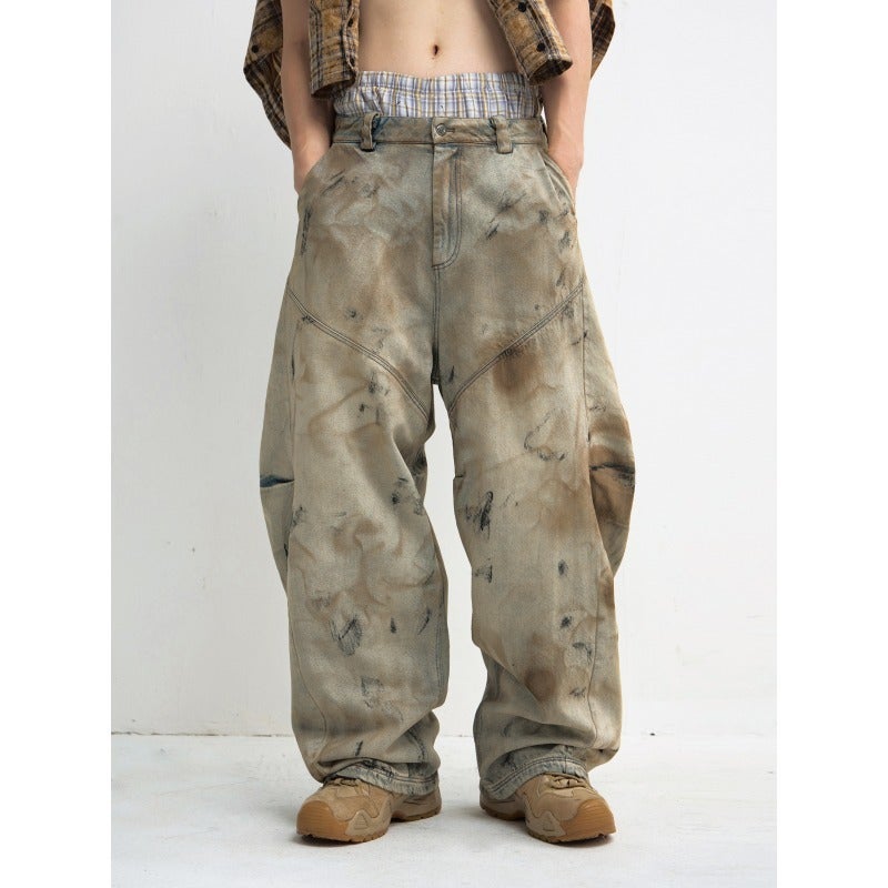 2025 American Vintage Washed Jeans Fashion Trend Loose Casual Straight Pants - Image 1